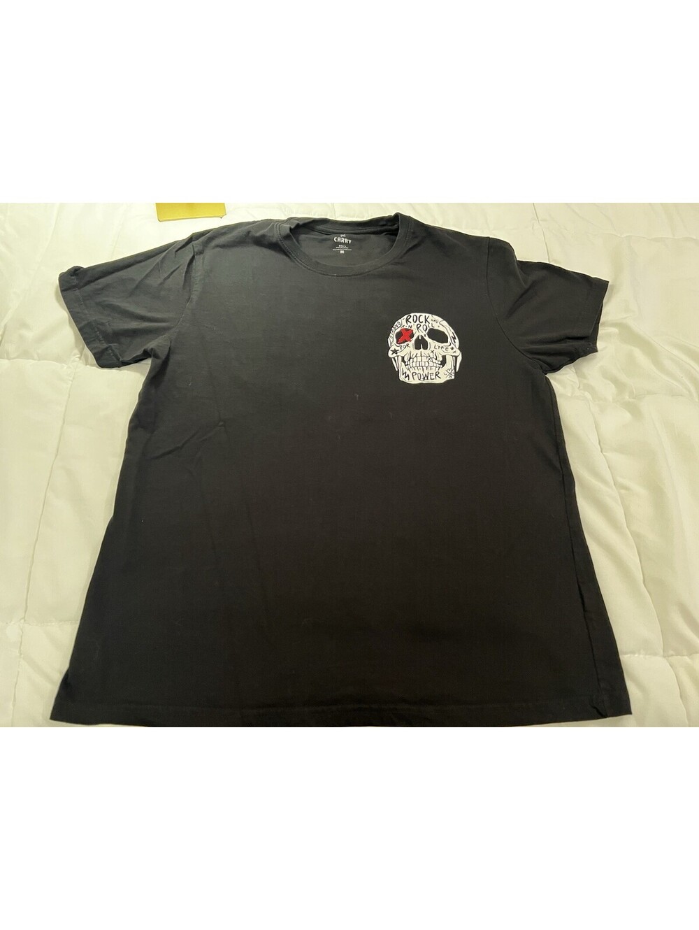 Men’s Large Black Short Sleeve Skull Rock N Roll For Life T Shirt
